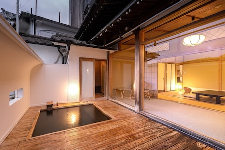 Miyabi-kan Japanese-style room with open air bath, Non Smoking | In-room safe, desk, free WiFi, bed sheets. Wataya Besso