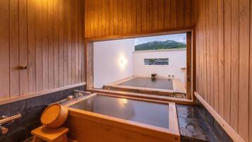 Miyabi-kan Japanese-style room with open air bath, Non Smoking | Bathroom | Shower, rainfall showerhead, free toiletries, hair dryer