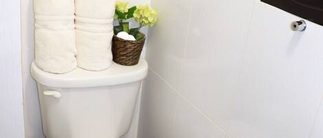 Une salle de bain comprenant des toilettes, un bidet et un lavabo.