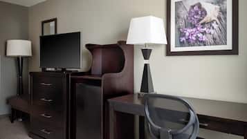 Desk, laptop workspace, iron/ironing board, cribs (free)