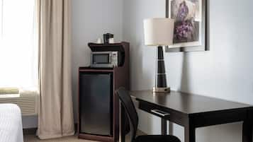 Desk, laptop workspace, iron/ironing board, cribs (free)