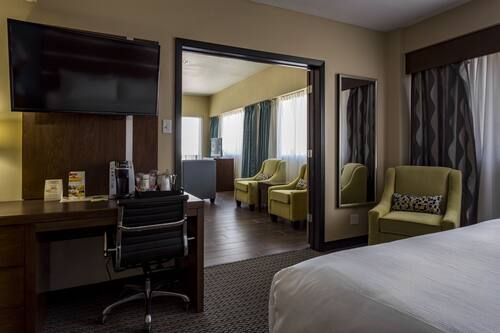 In-room safe, desk, laptop workspace, iron/ironing board