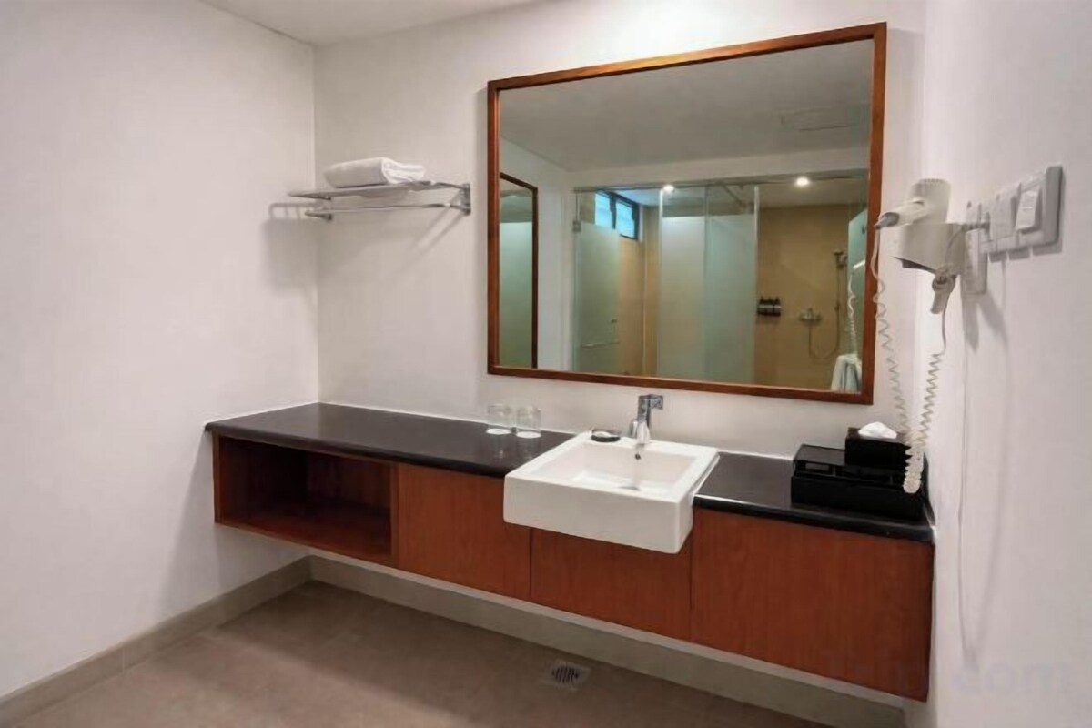 Shower, free toiletries, hair dryer, bathrobes