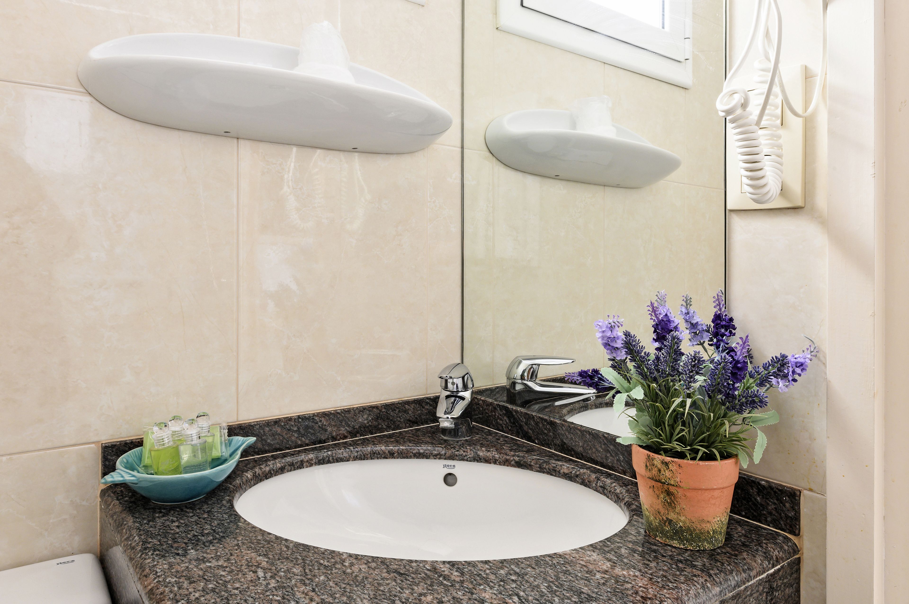 free toiletries, hair dryer, towels, soap