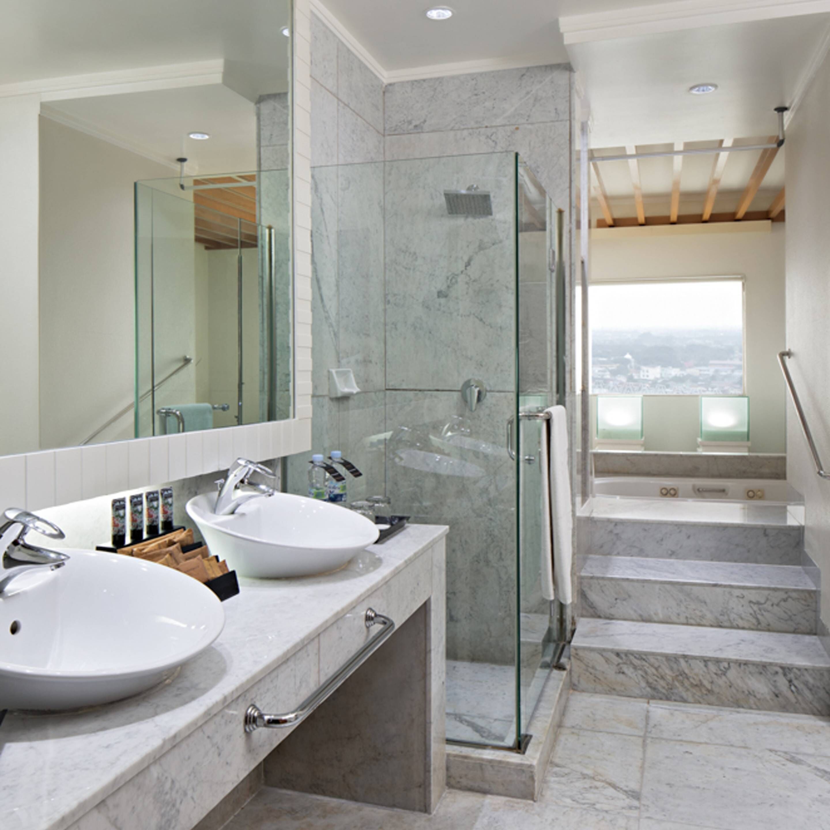 free toiletries, hair dryer, bathrobes, slippers