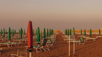 Private beach, sun-loungers, beach umbrellas
