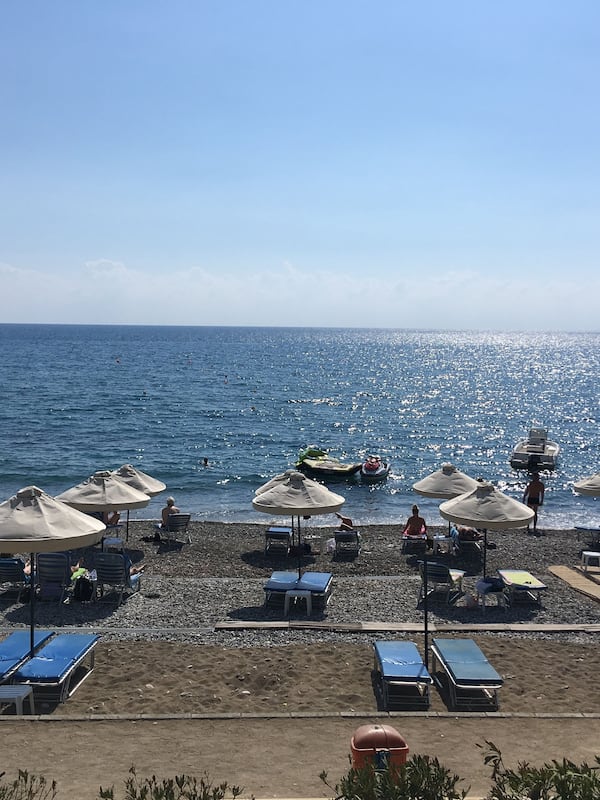 On the beach, beach umbrellas