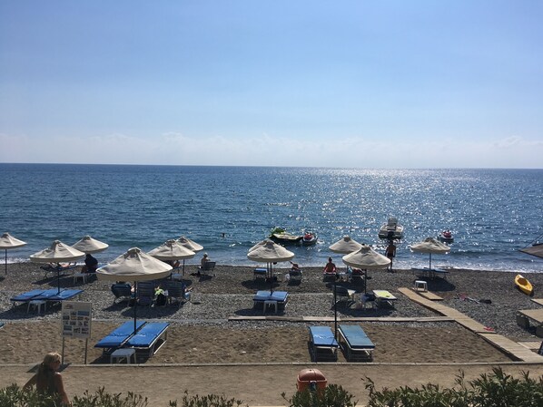On the beach, beach umbrellas