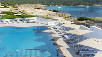 Outdoor pool, open 9:00 AM to 8:00 PM, pool umbrellas, pool loungers