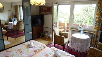 Habitación doble, baño compartido (Balcony) | Minibar (con algunos artículos gratuitos) y caja fuerte