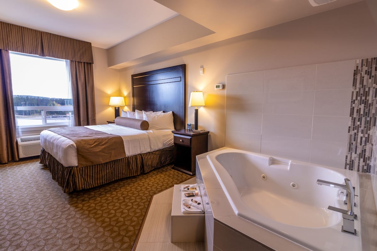 romantic room | premium bedding, pillow-top beds, desk, soundproofing