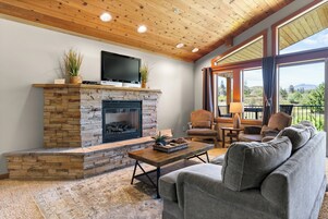 Televisión de pantalla plana, reproductor de DVD, videoteca