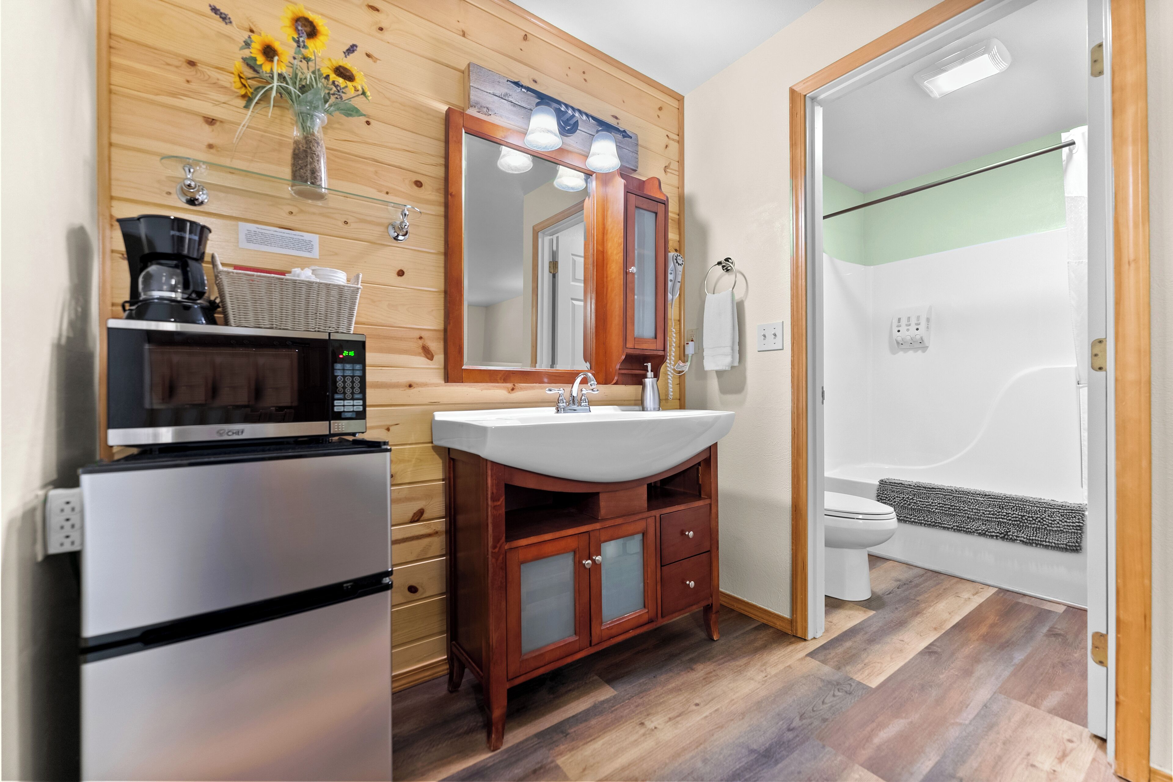 economy room, 2 queen beds, ground floor | bathroom | eco-friendly toiletries, hair dryer, towels, soap