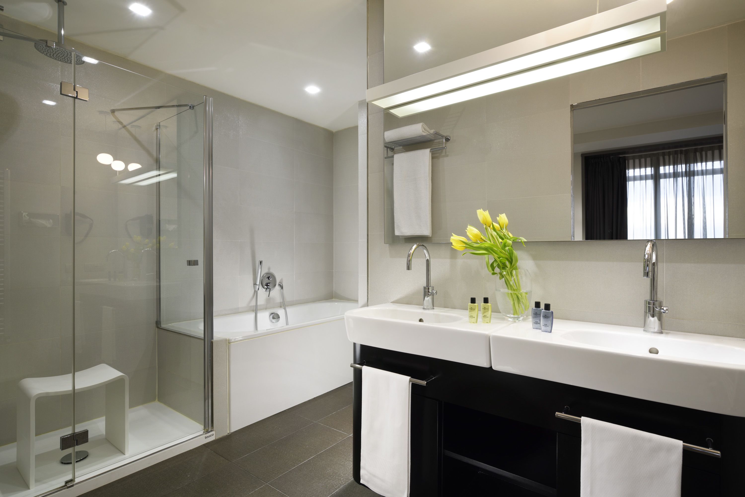 free toiletries, hair dryer, towels