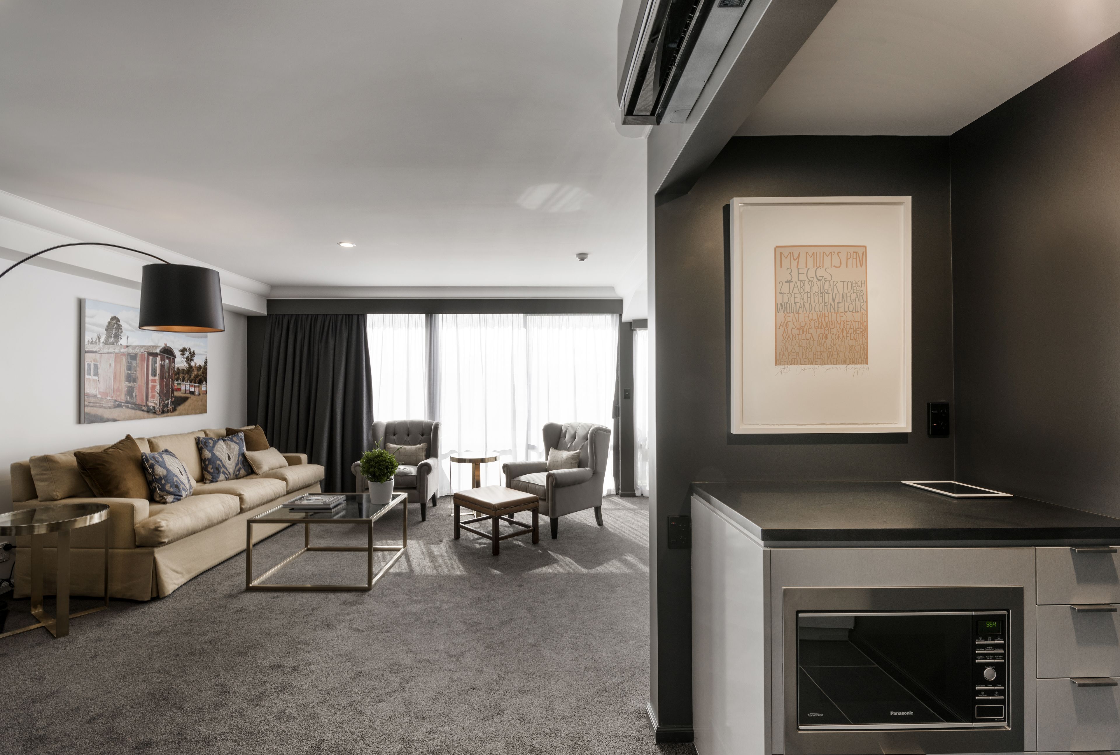 junior twin suite | private kitchenette | mini-fridge, microwave, coffee/tea maker, electric kettle