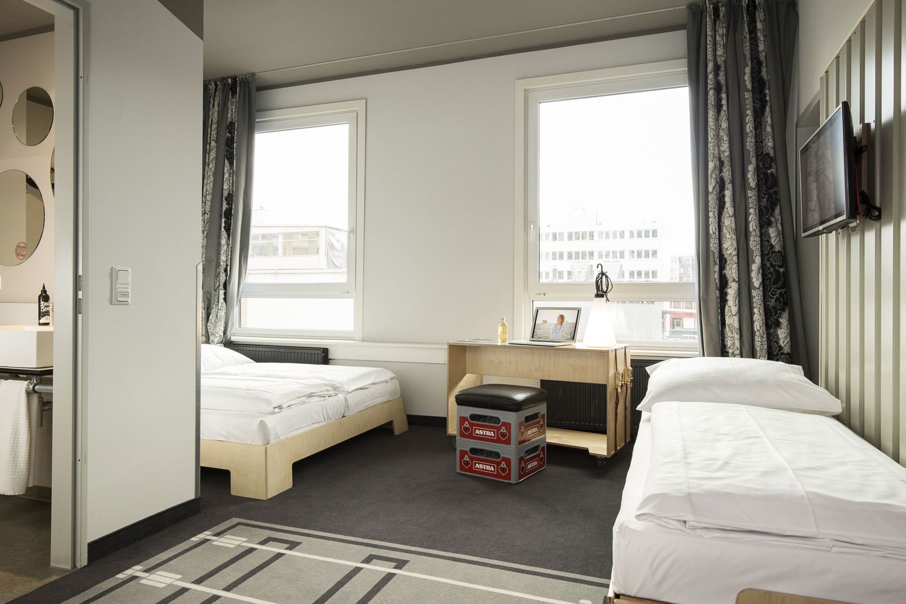 Hypo-allergenic bedding, in-room safe, soundproofing, iron/ironing board