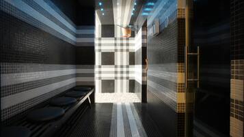 Sauna seca, banheira de hidromassagem, sauna a vapor