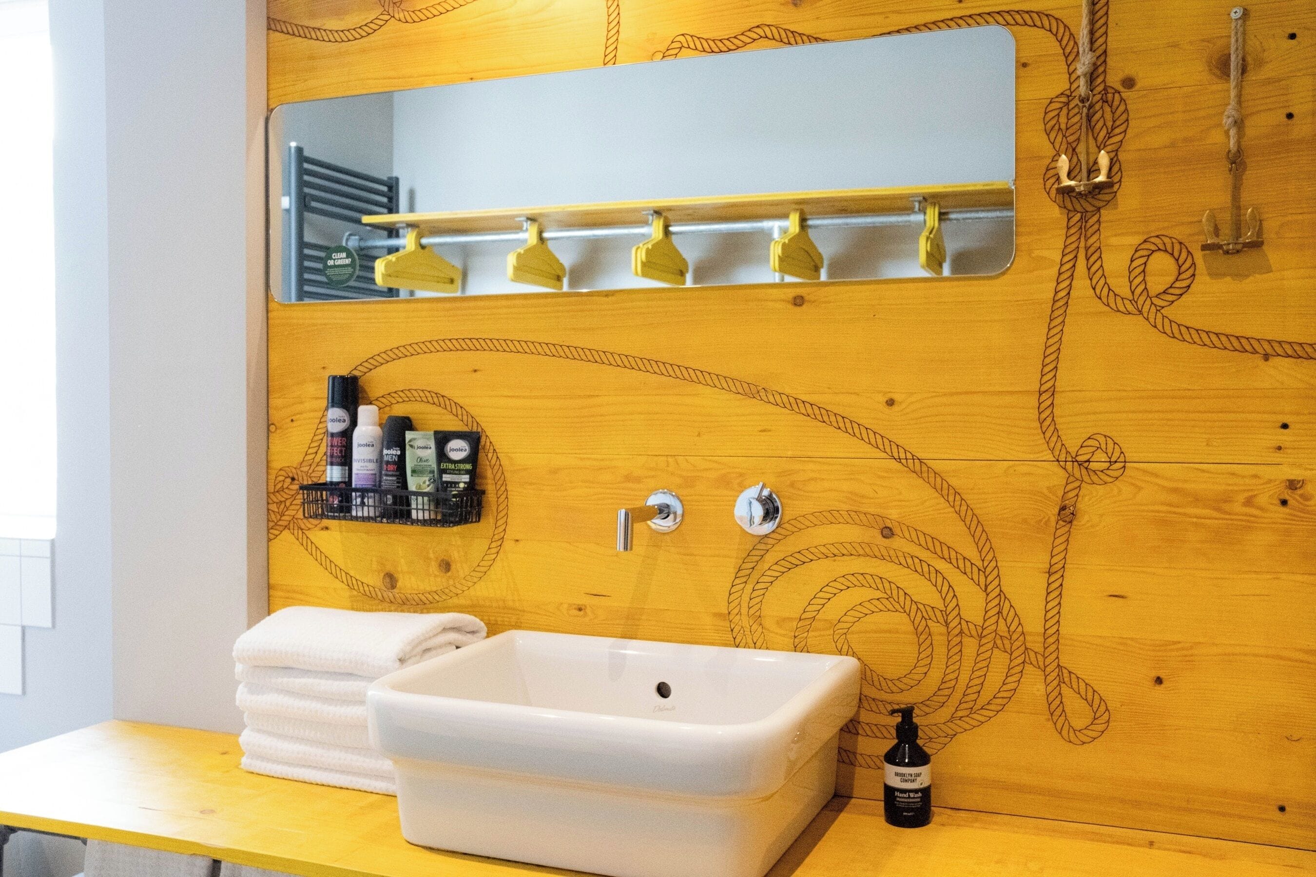 rockstarsuite  | bathroom | hair dryer, towels, soap, shampoo