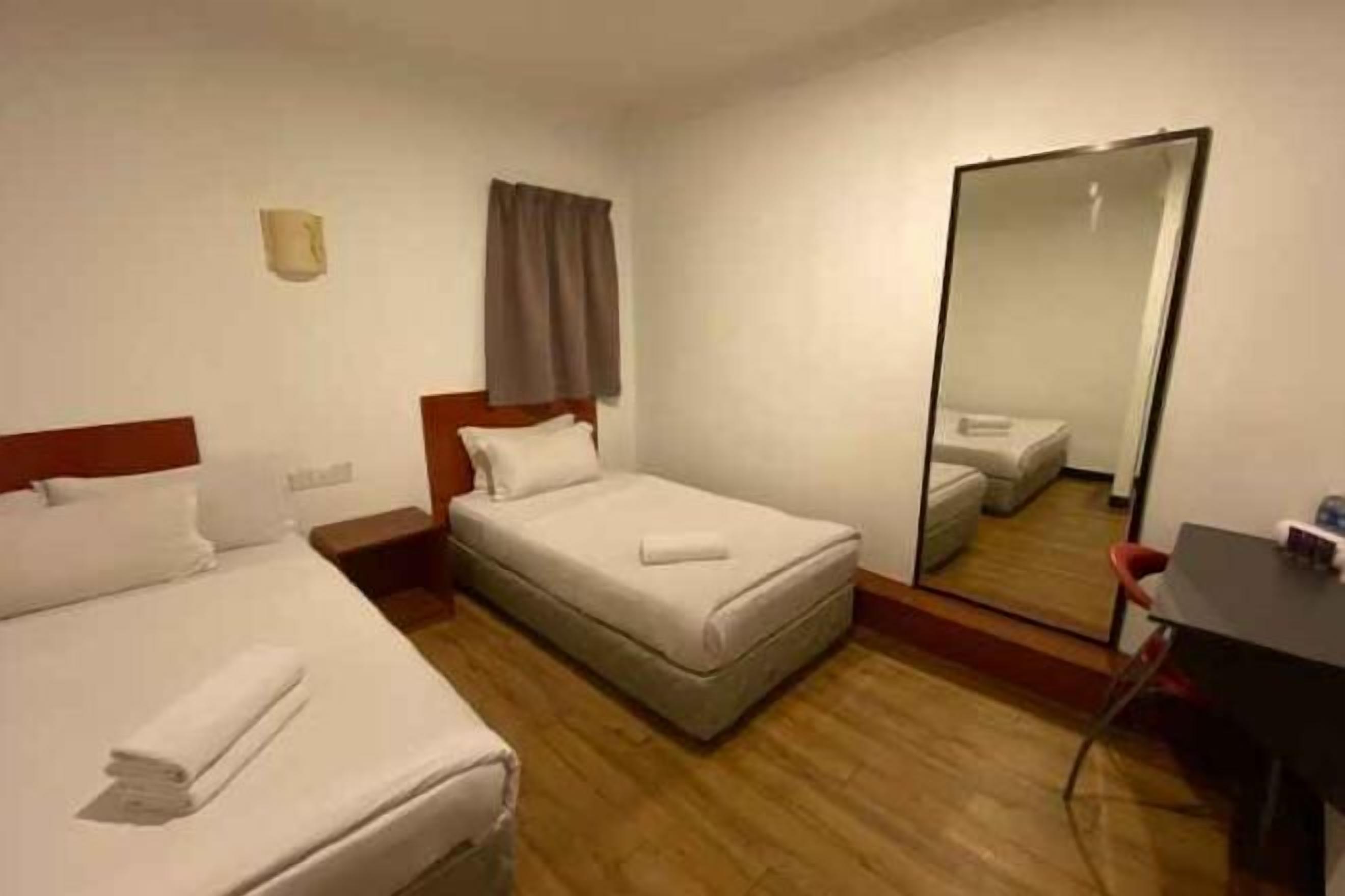 Desk, free WiFi, bed sheets