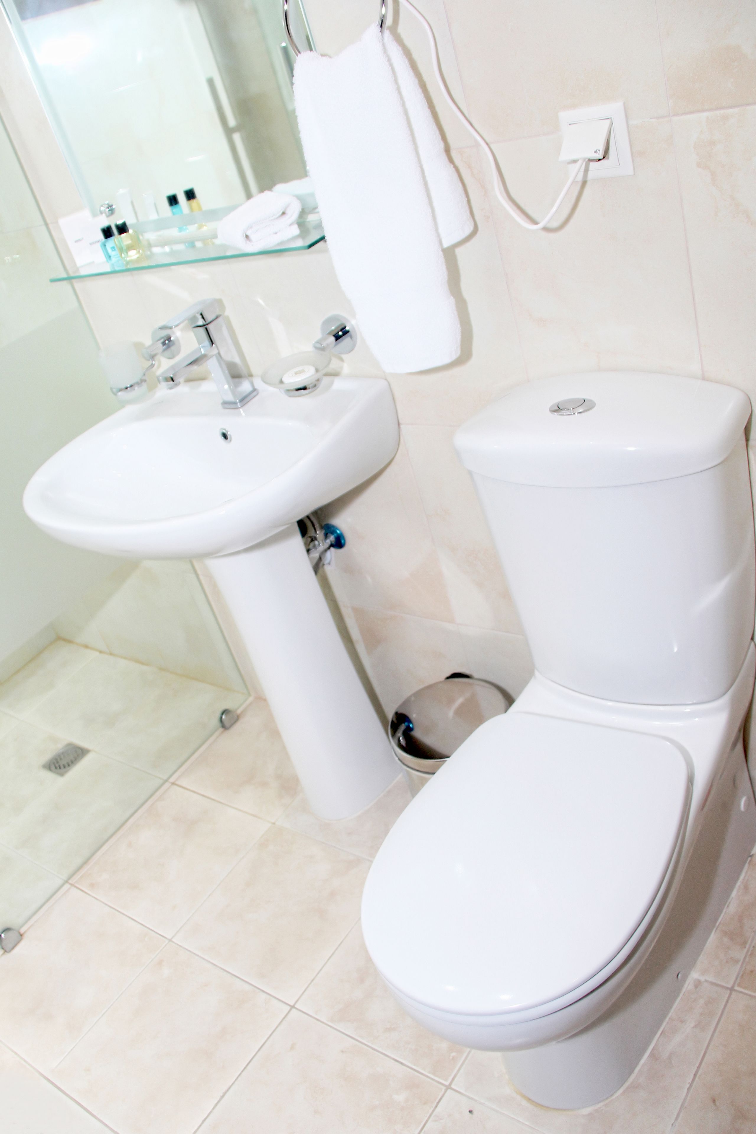 standard double room | bathroom | shower, free toiletries, towels