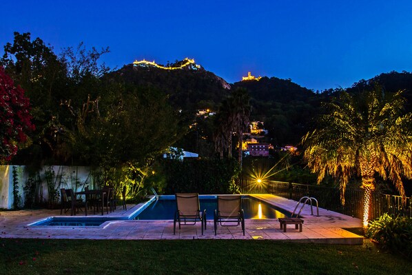 Outdoor pool, open 8:30 AM to 8 PM, sun loungers