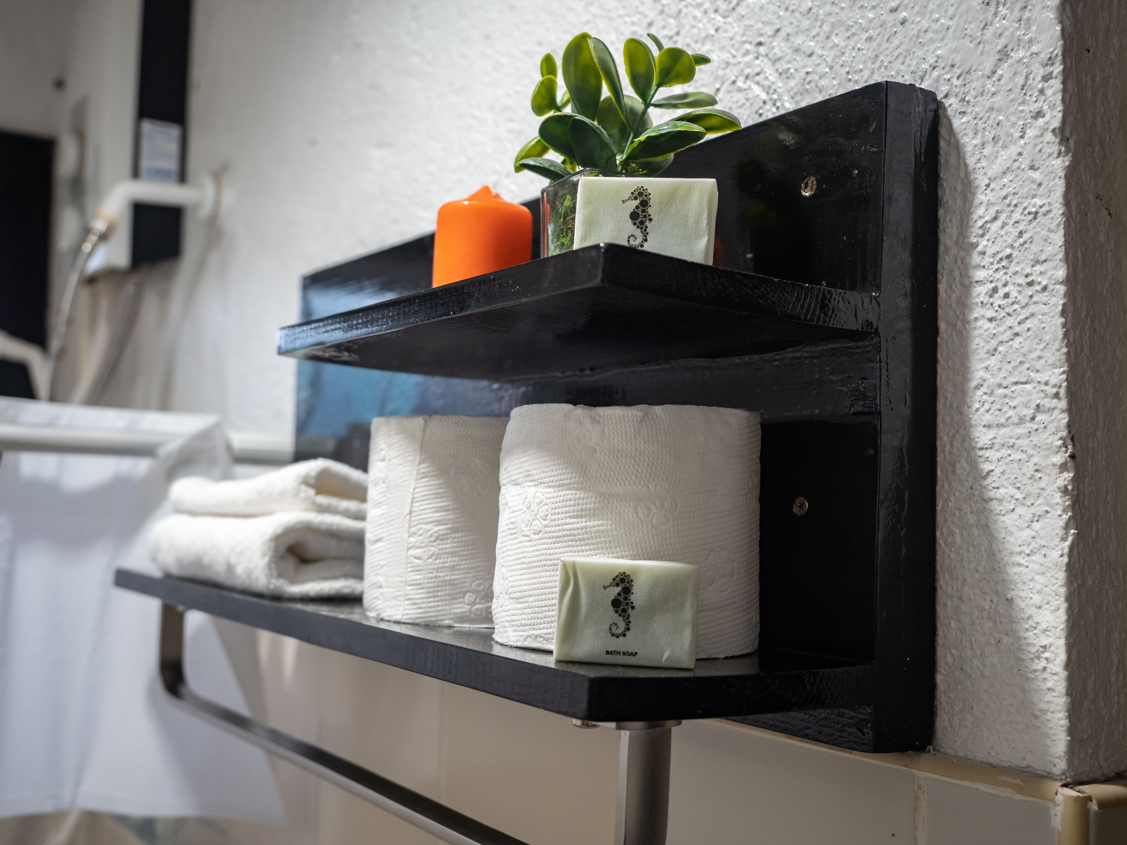 standard double room | bathroom amenities | shower, towels, soap, shampoo