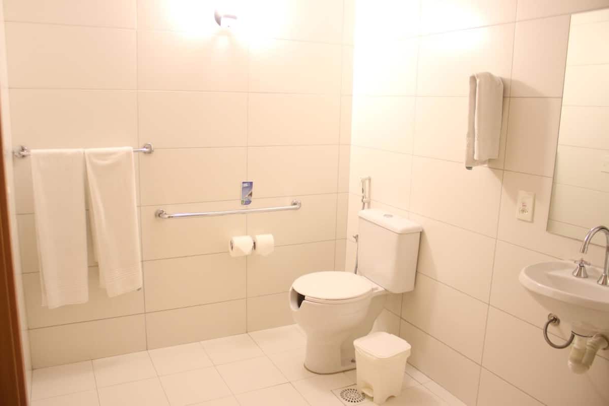 shower, rainfall showerhead, free toiletries, hair dryer