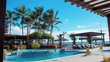 2 outdoor pools, open 10:00 AM to 6:00 PM, pool umbrellas, sun loungers