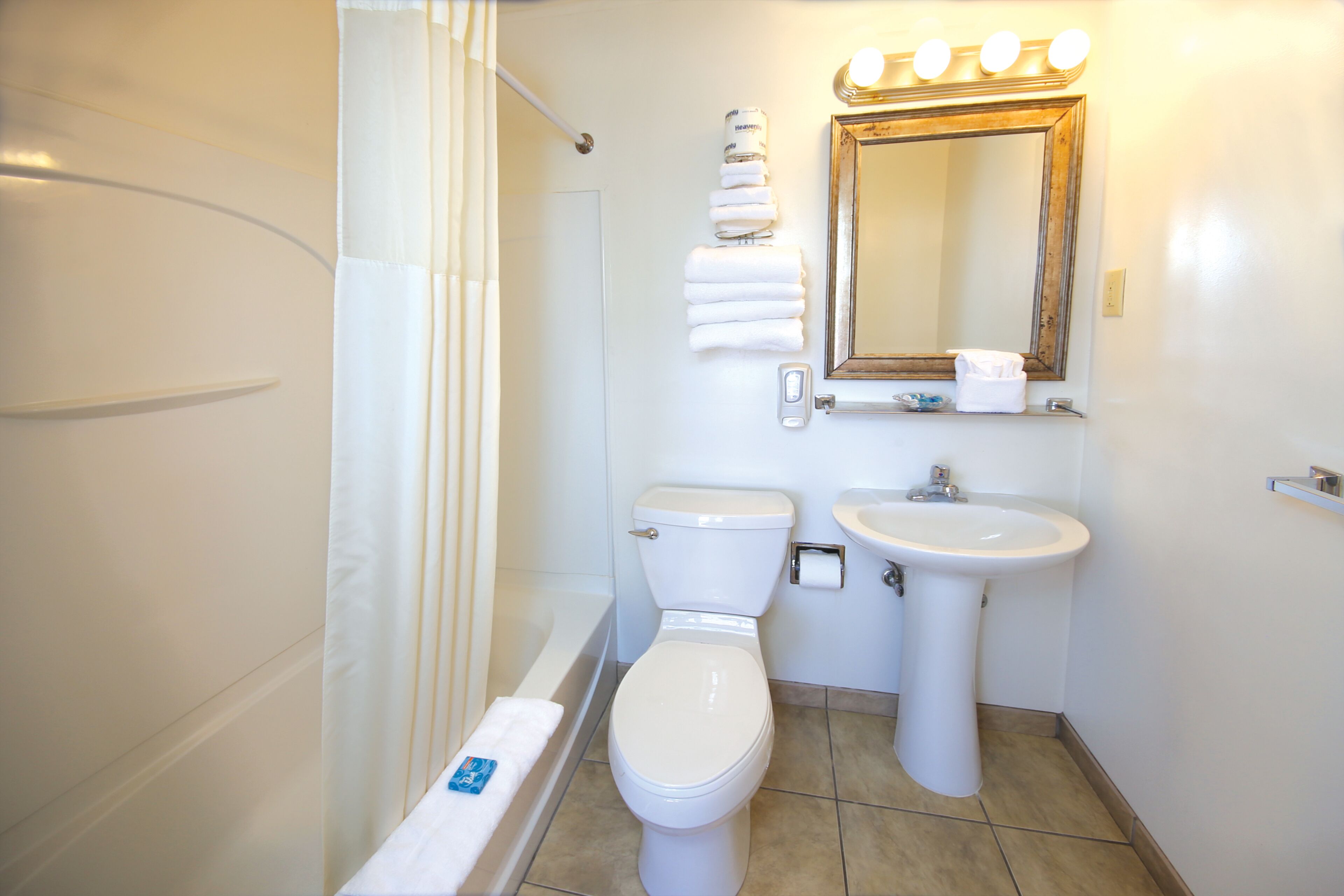 A bathroom with a toilet, sink, and shower.