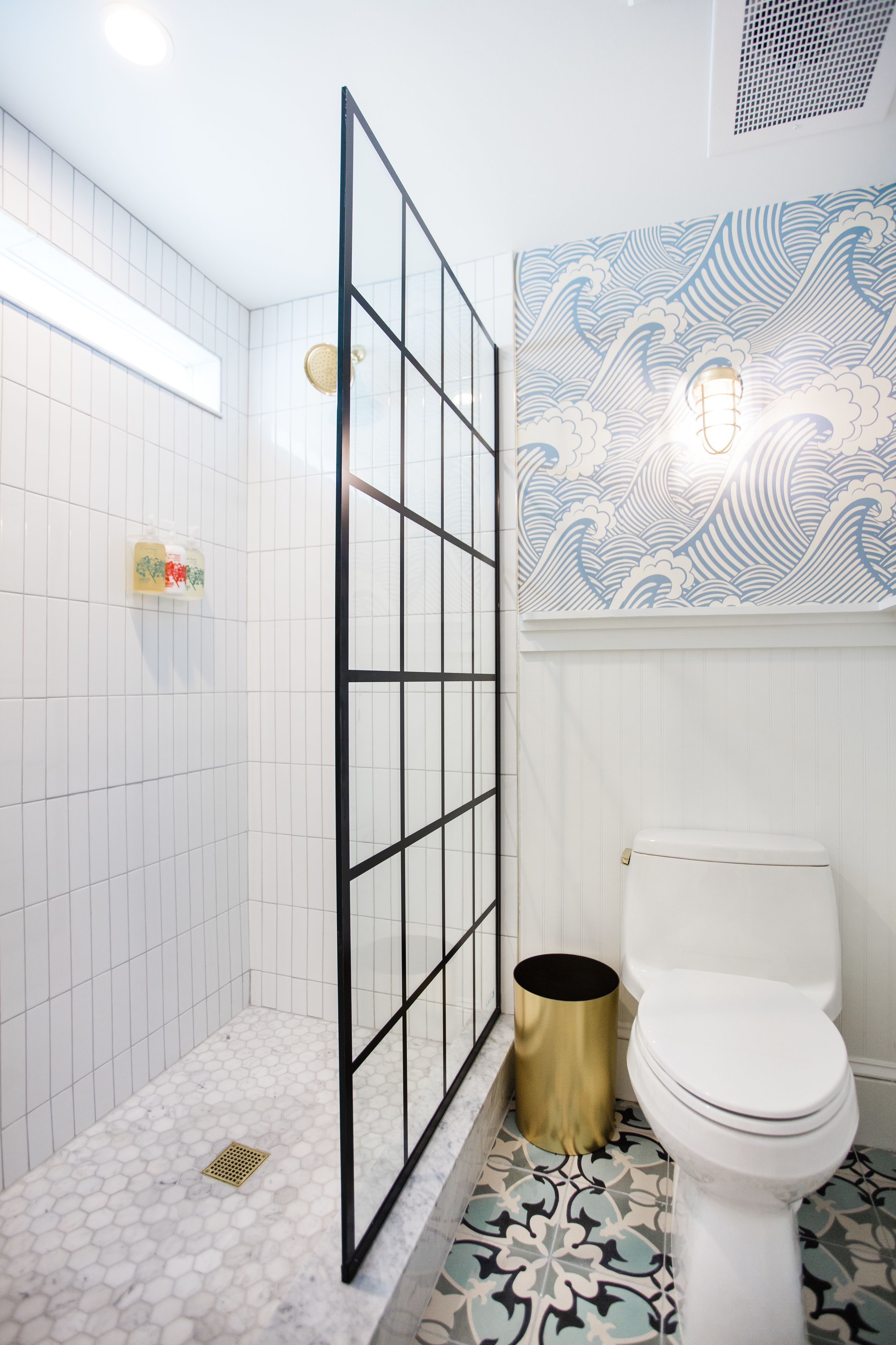 shower, designer toiletries, hair dryer, bathrobes