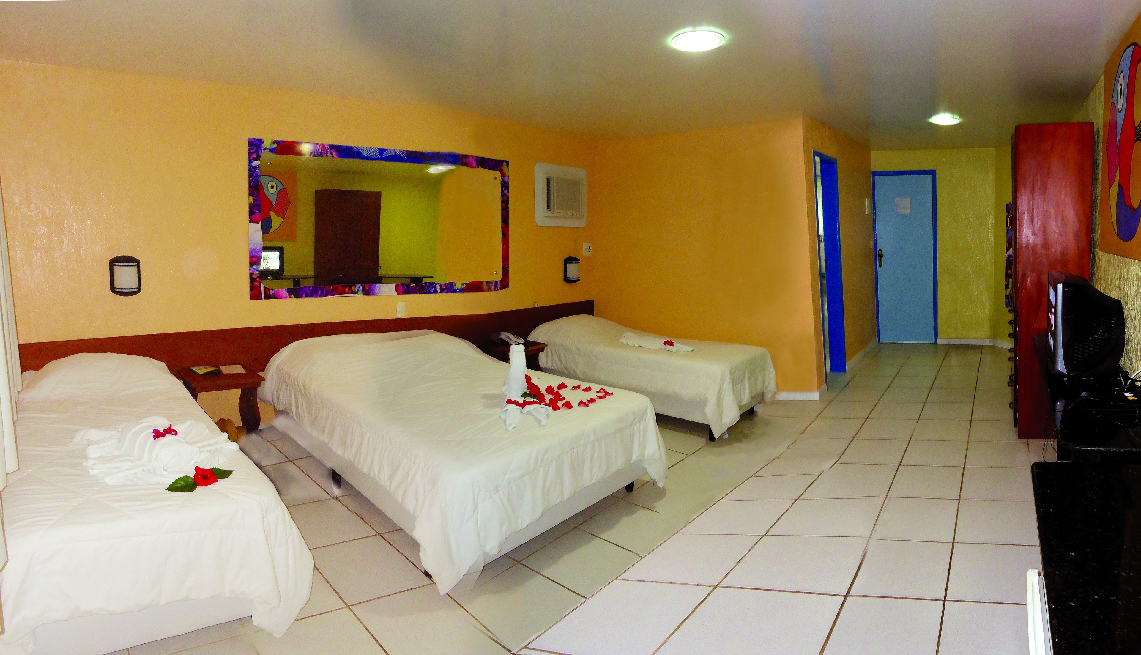 double room with balcony | bathroom | shower, hair dryer, towels