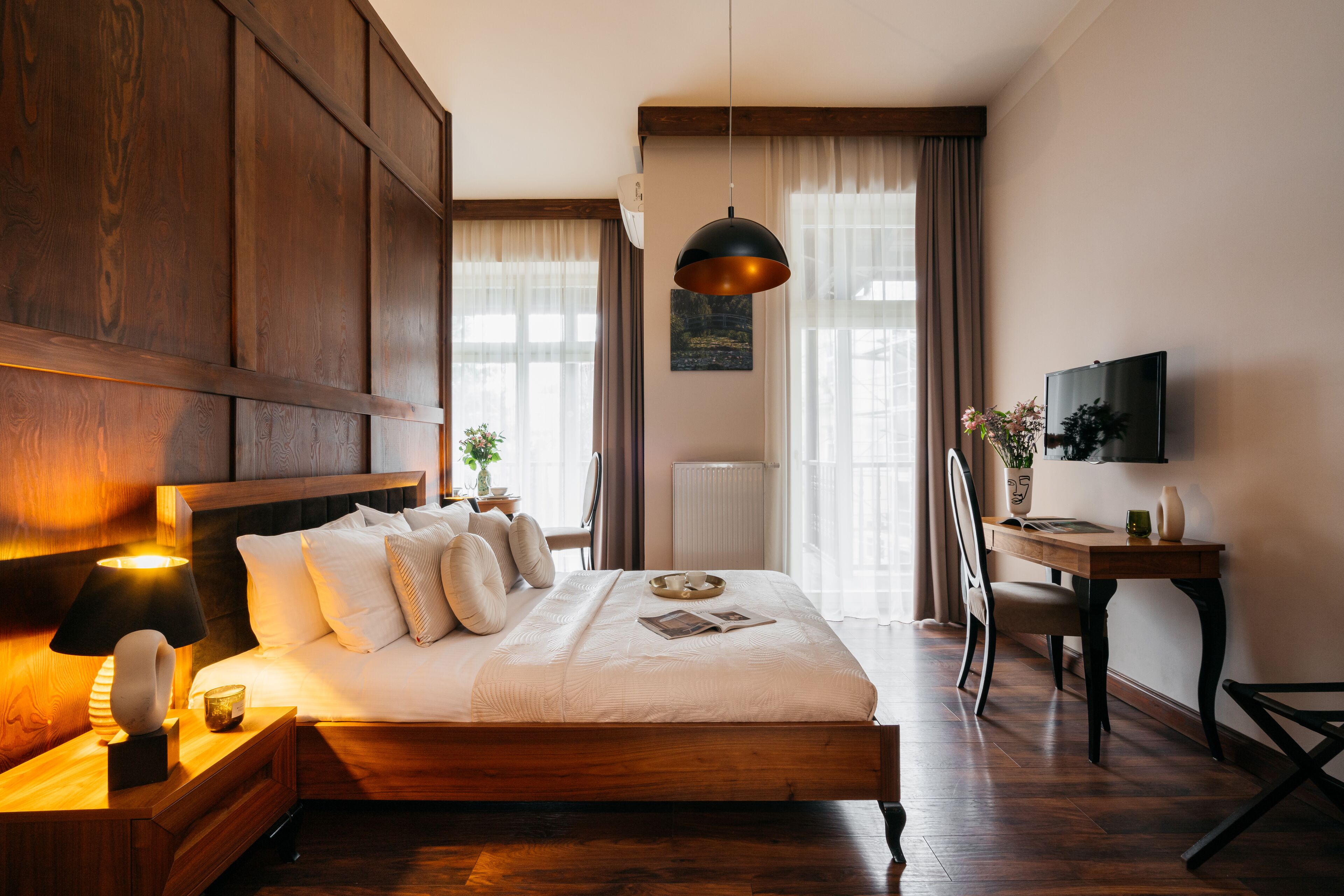 Deluxe-studiolejlighed | Premium-sengetøj, skrivebord, arbejdsområde til bærbare computere