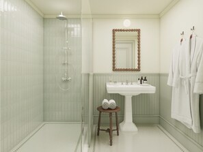 Deluxe Double Room | Bathroom | Free toiletries, hair dryer, bathrobes, towels - Château de Cîteaux - Fontenille Collection (Meursault)