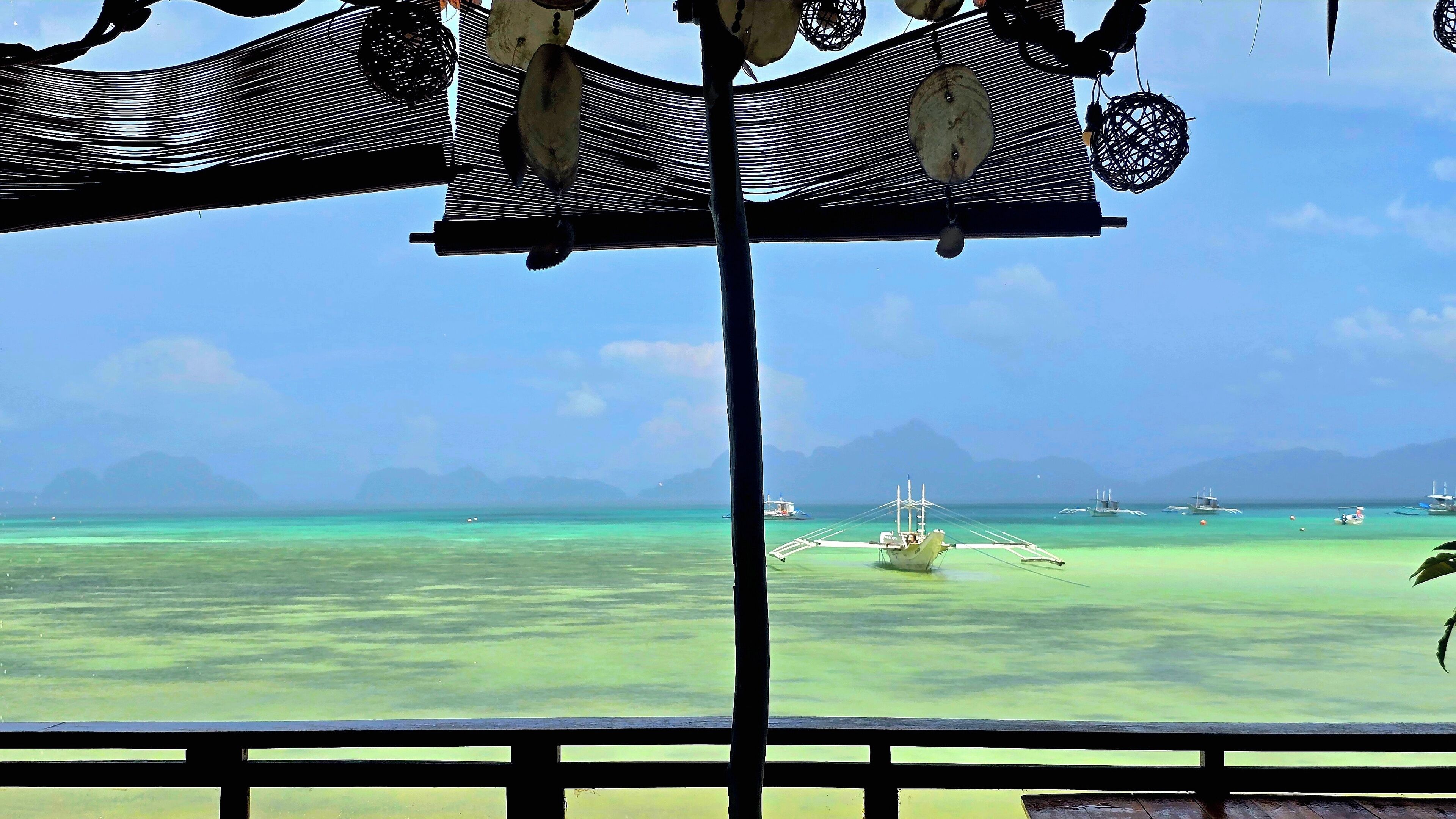 On the beach, sun loungers