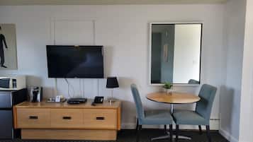 40-inch flat-screen TV with satellite channels, TV