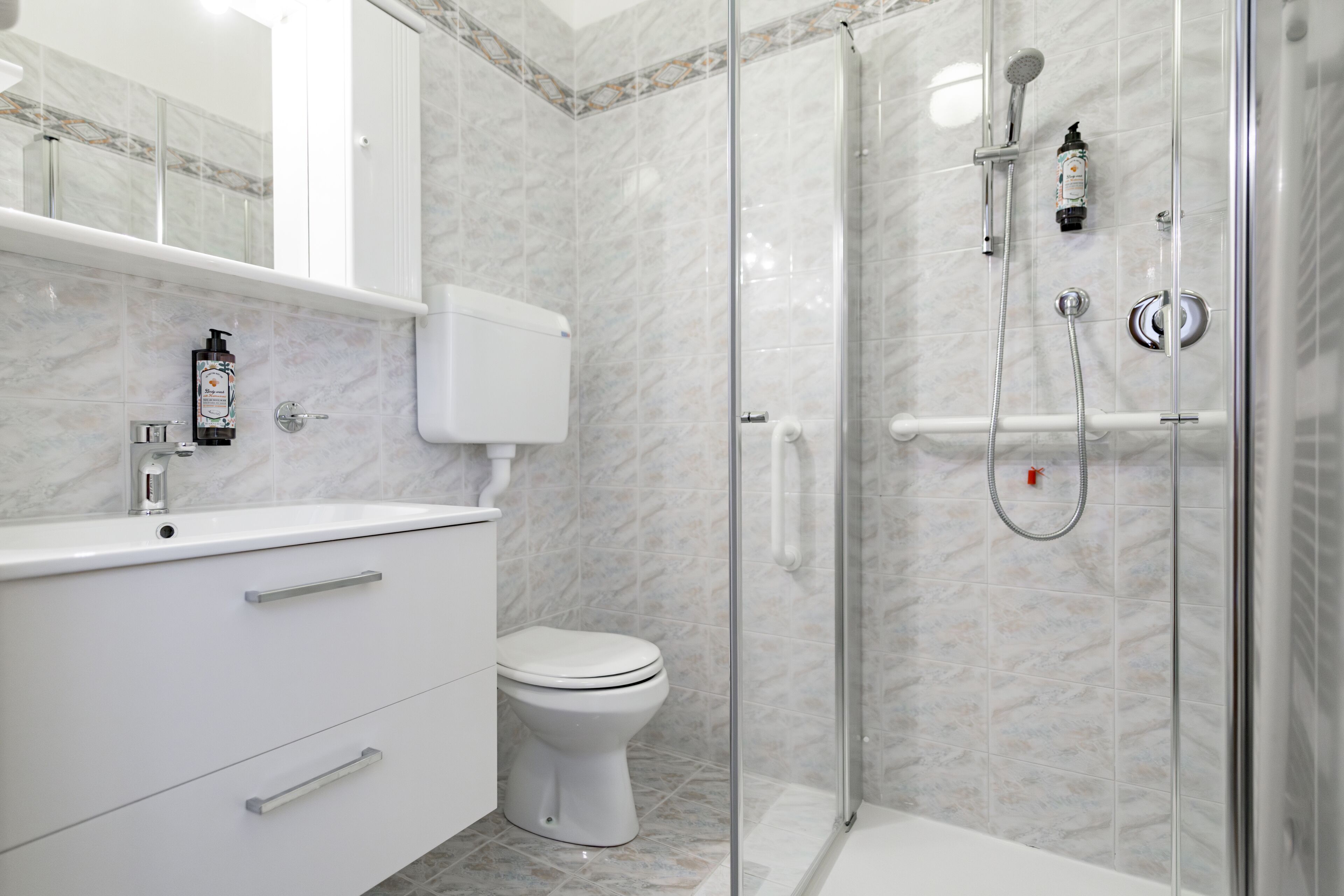 double room, terrace | bathroom | shower, hair dryer, towels