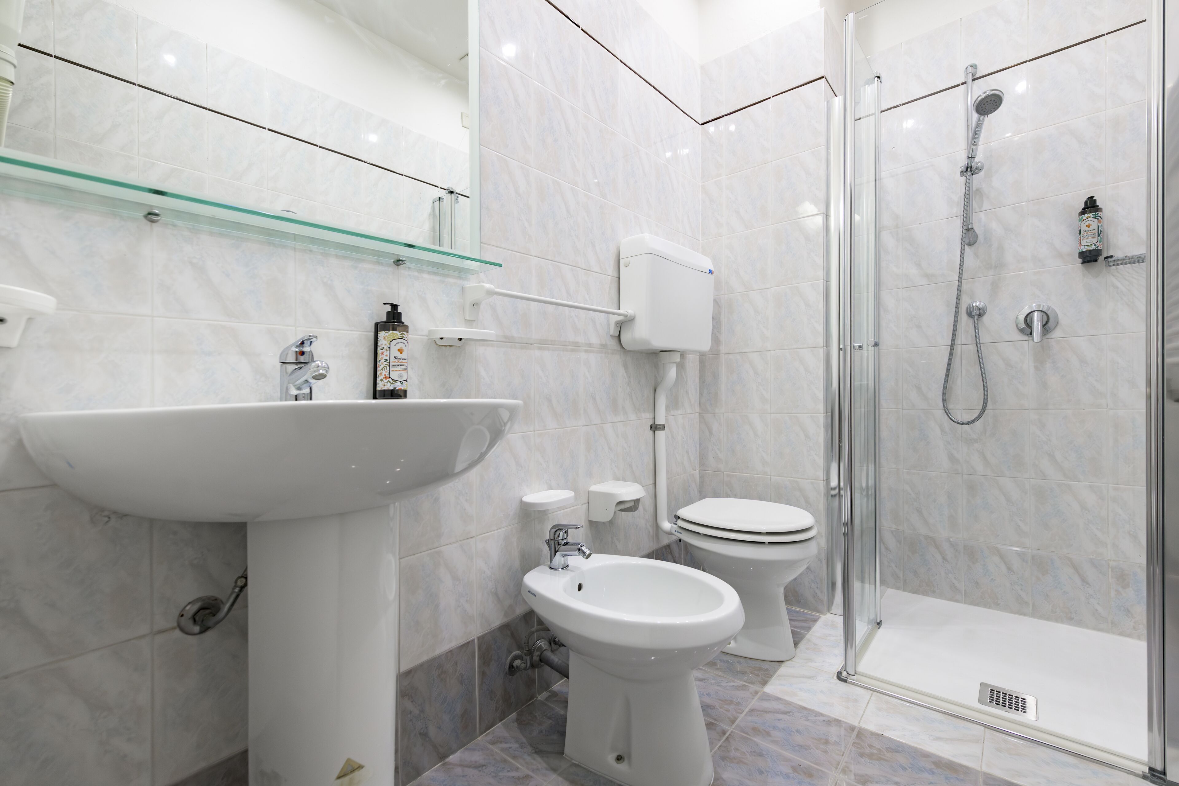 double room, terrace | bathroom | shower, hair dryer, towels