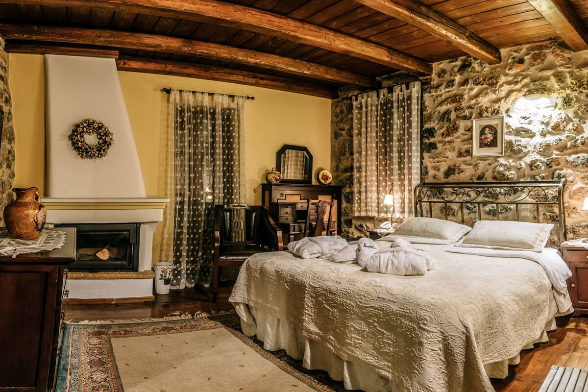 superior double room, fireplace | frette italian sheets, premium bedding, down duvets, bed sheets