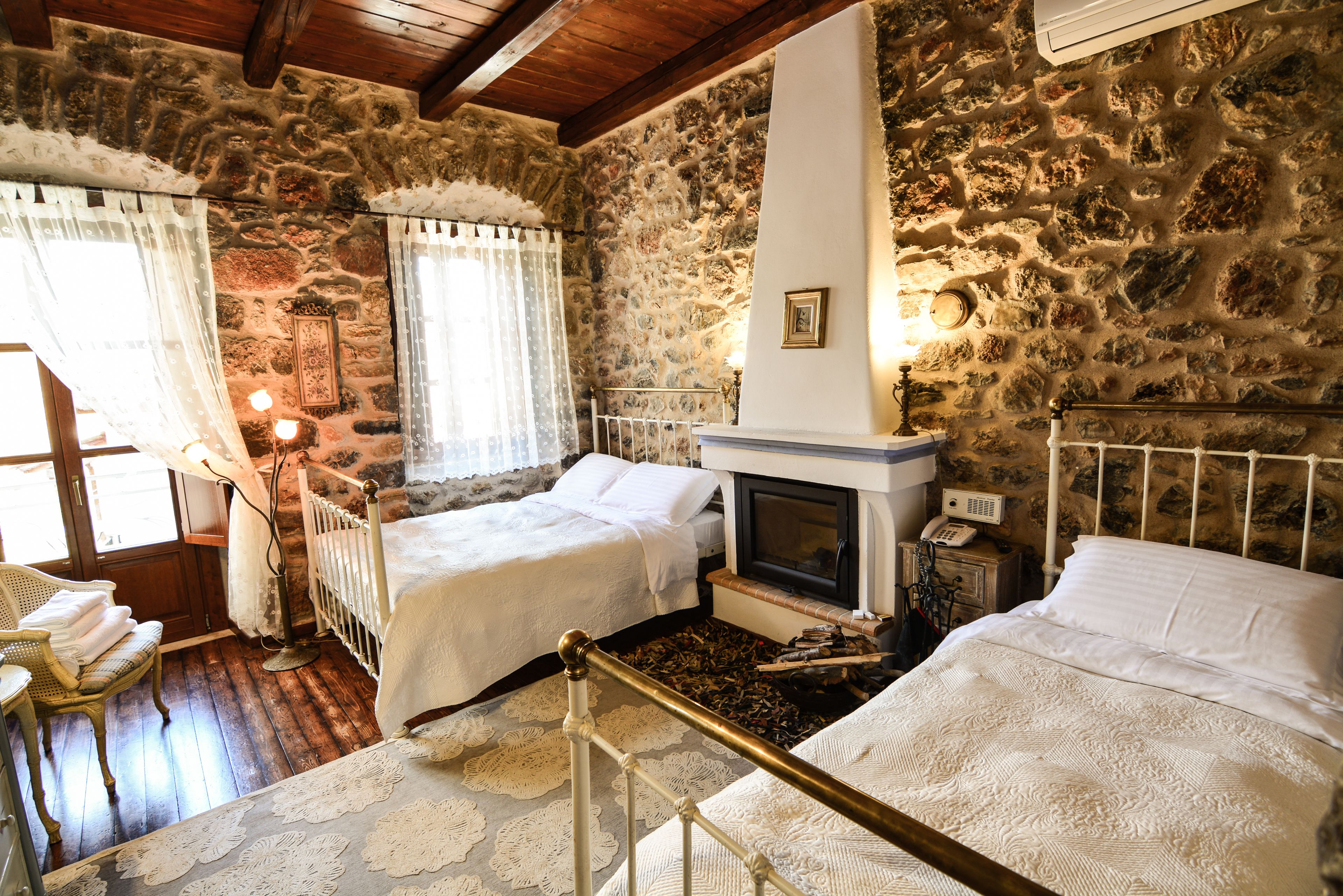 triple room, fireplace | frette italian sheets, premium bedding, down duvets, bed sheets