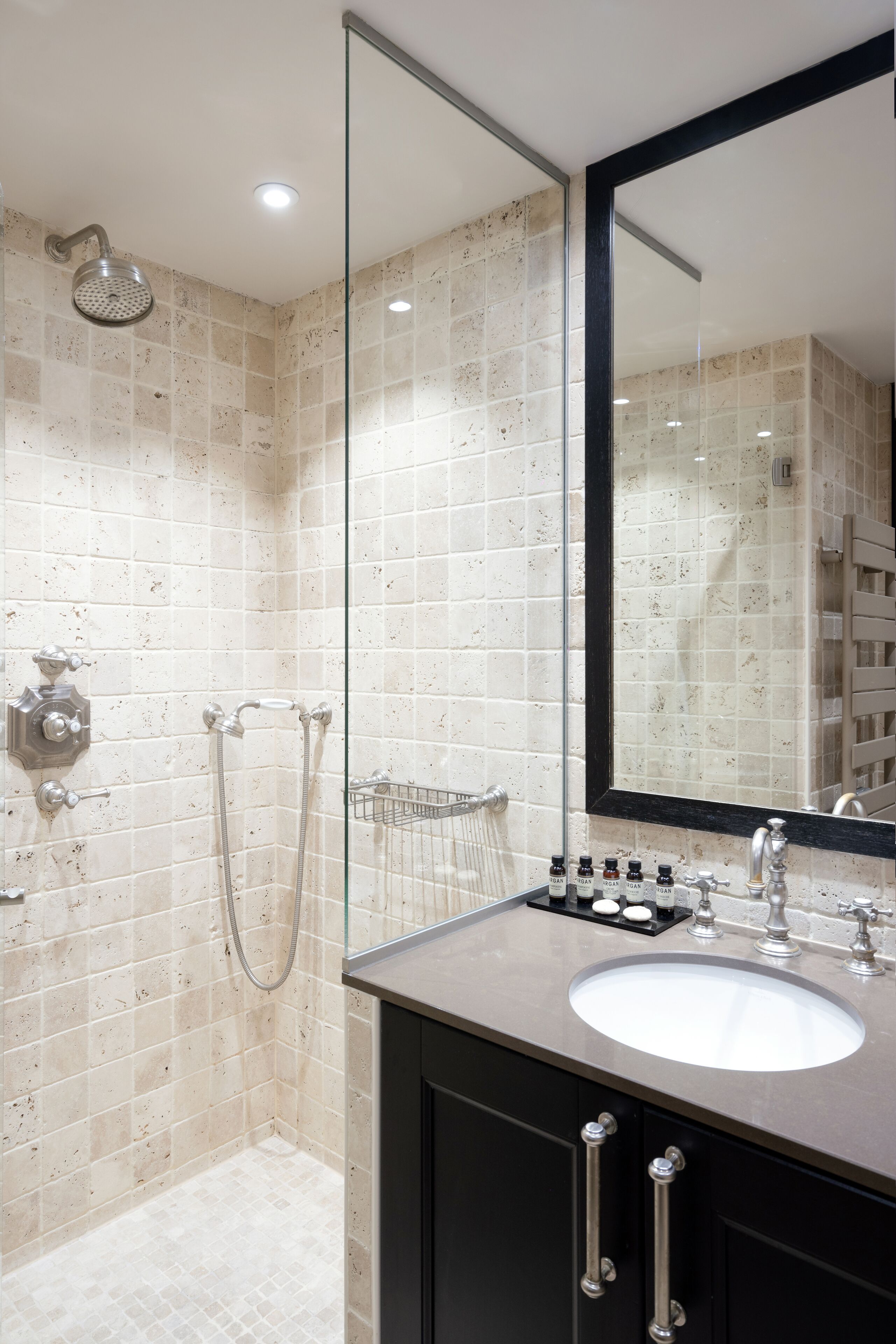 superior double or twin room | bathroom | shower, hair dryer, towels