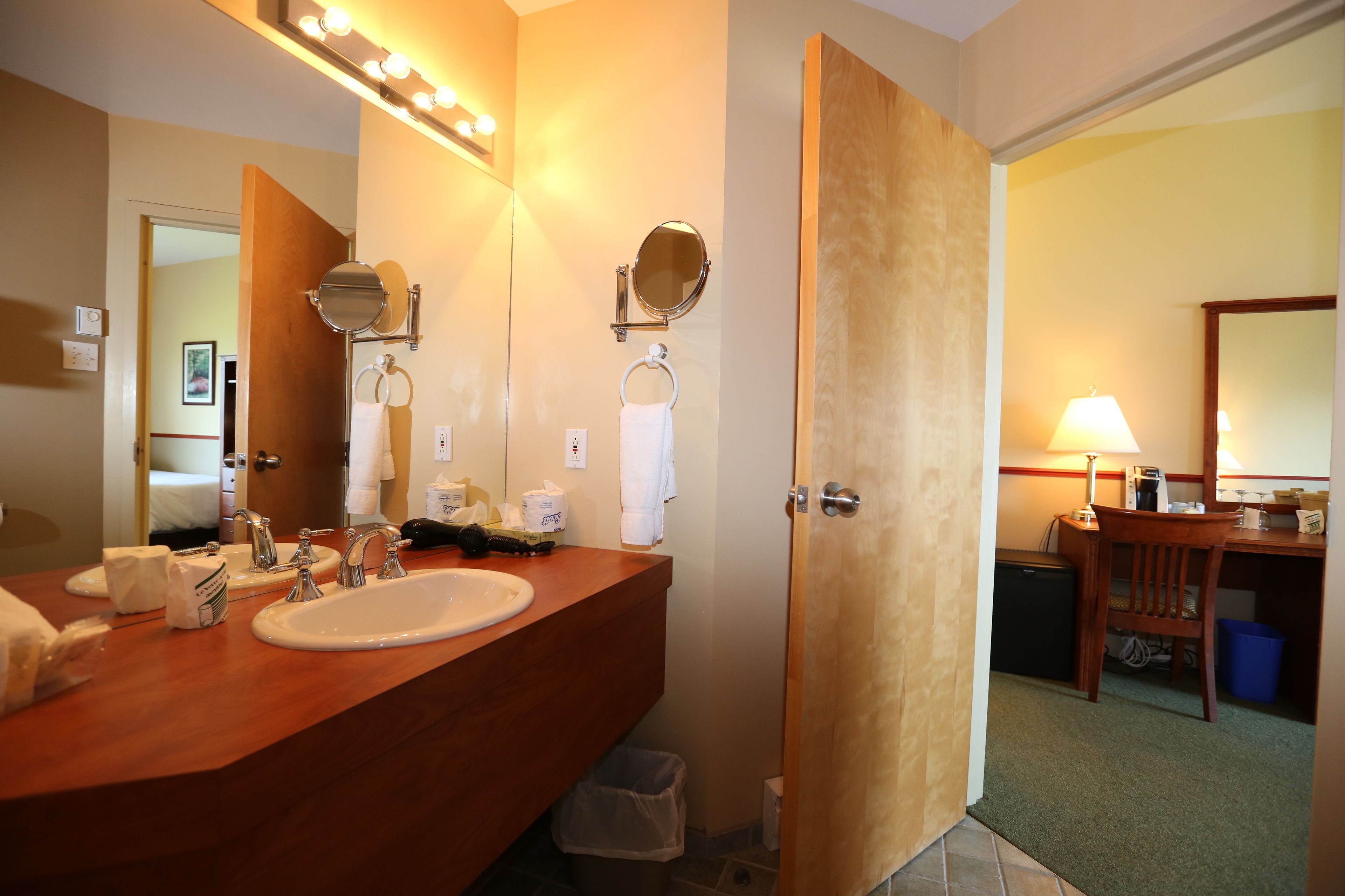 hair dryer, bathrobes, towels