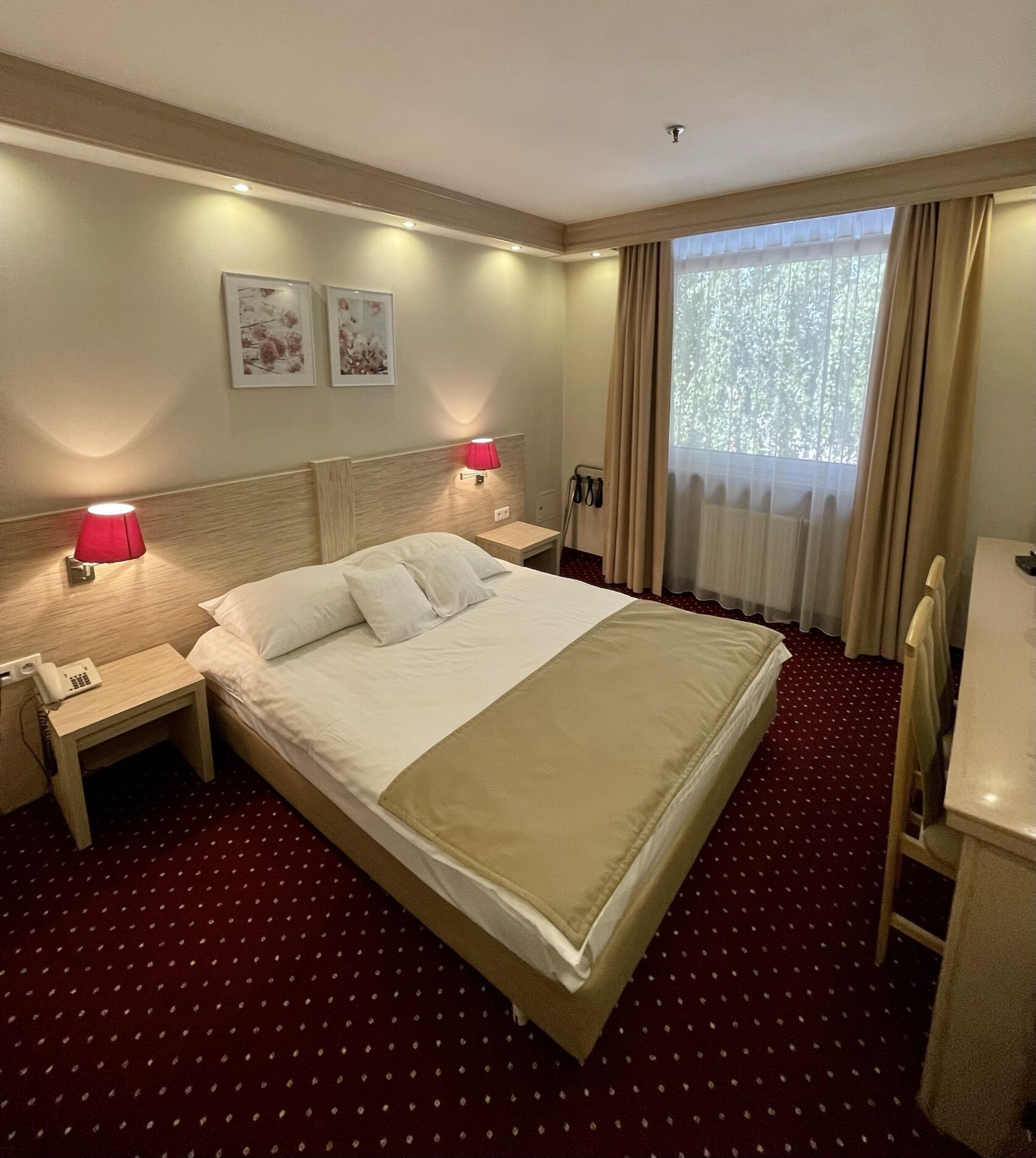 business double or twin room | blackout curtains, iron/ironing board, travel cot, free wifi