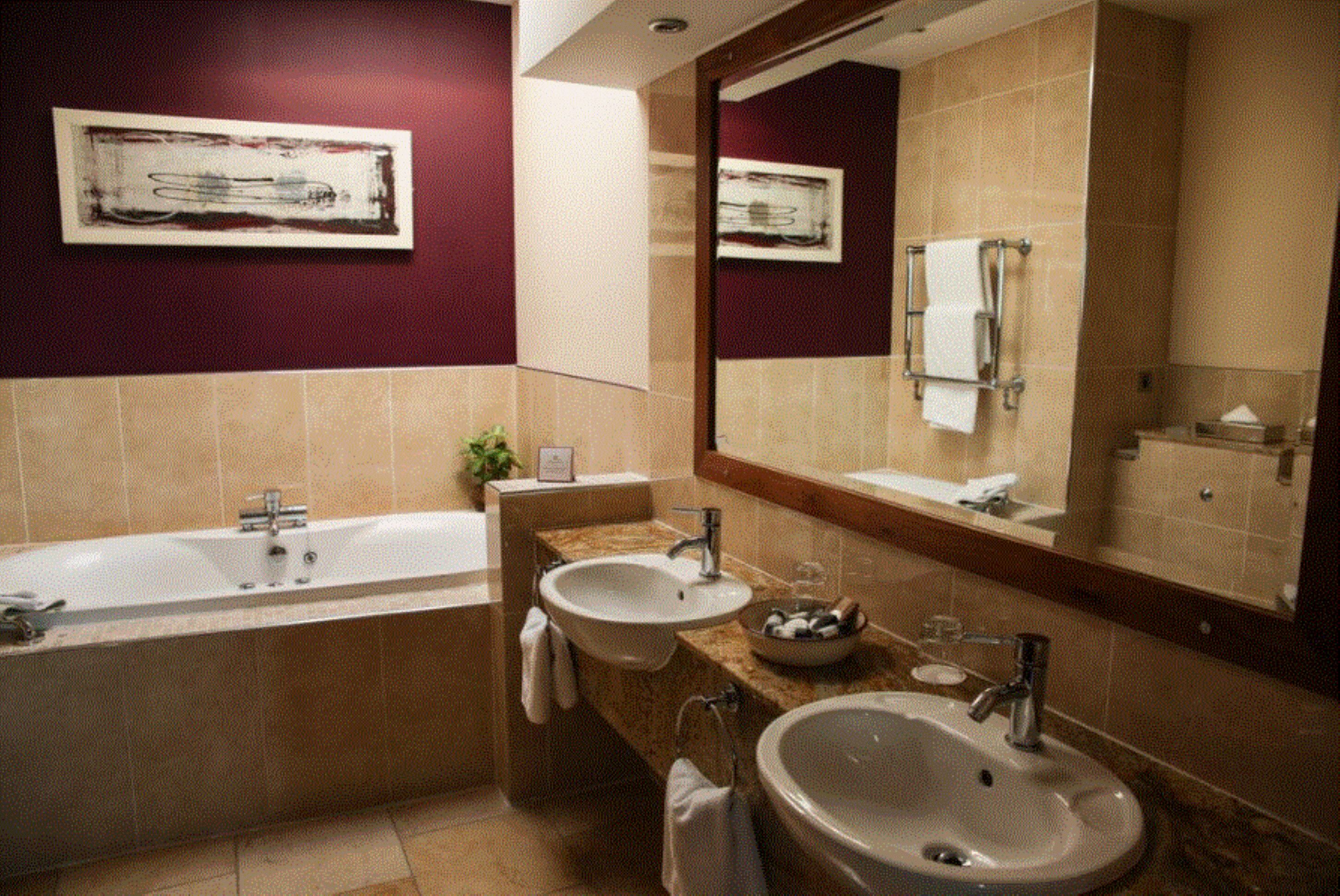 family room | bathroom | shower, free toiletries, hair dryer, towels