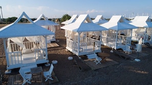 Beach nearby, sun-loungers, beach umbrellas