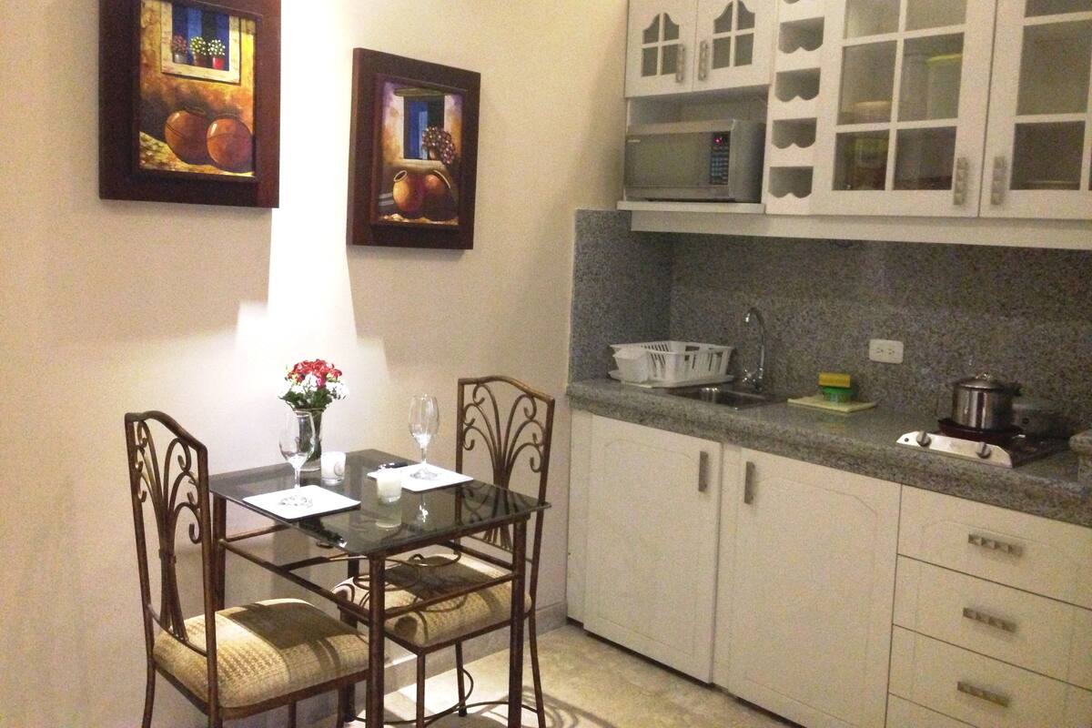 Premium Suite, 1 Double Bed | Private kitchen | Fridge, microwave, cookware/dishes/utensils