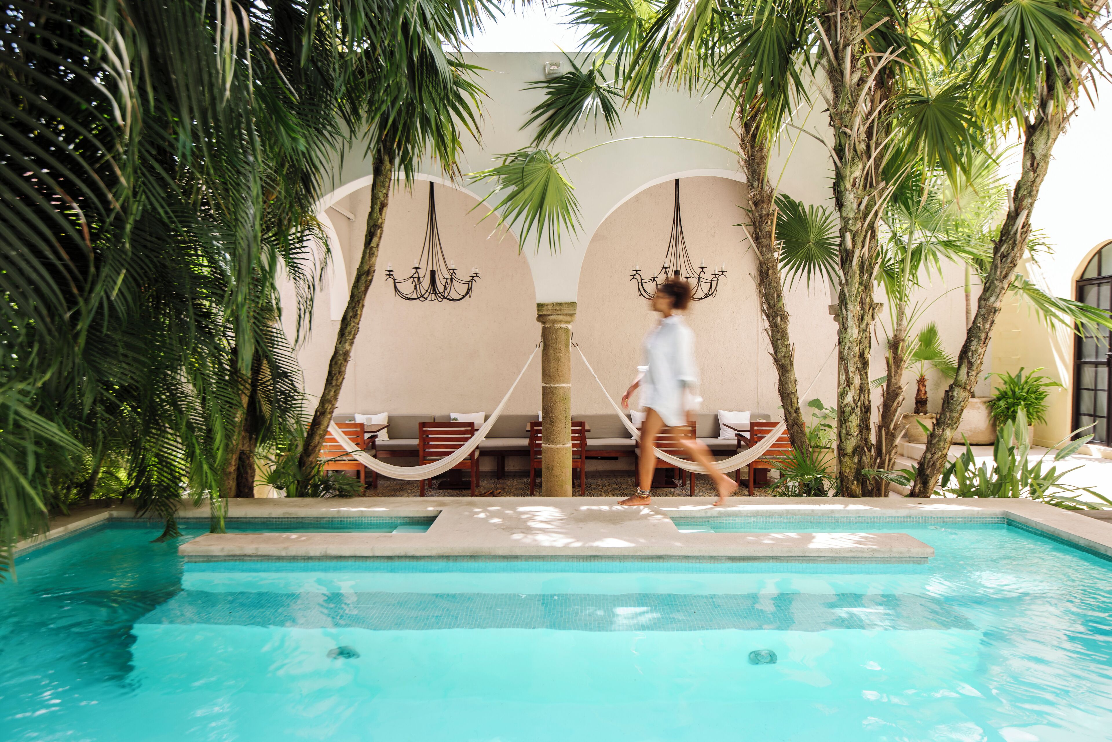 Outdoor pool, sun loungers