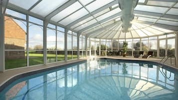 Indoor pool, open 7:30 AM to 9:00 PM, sun loungers