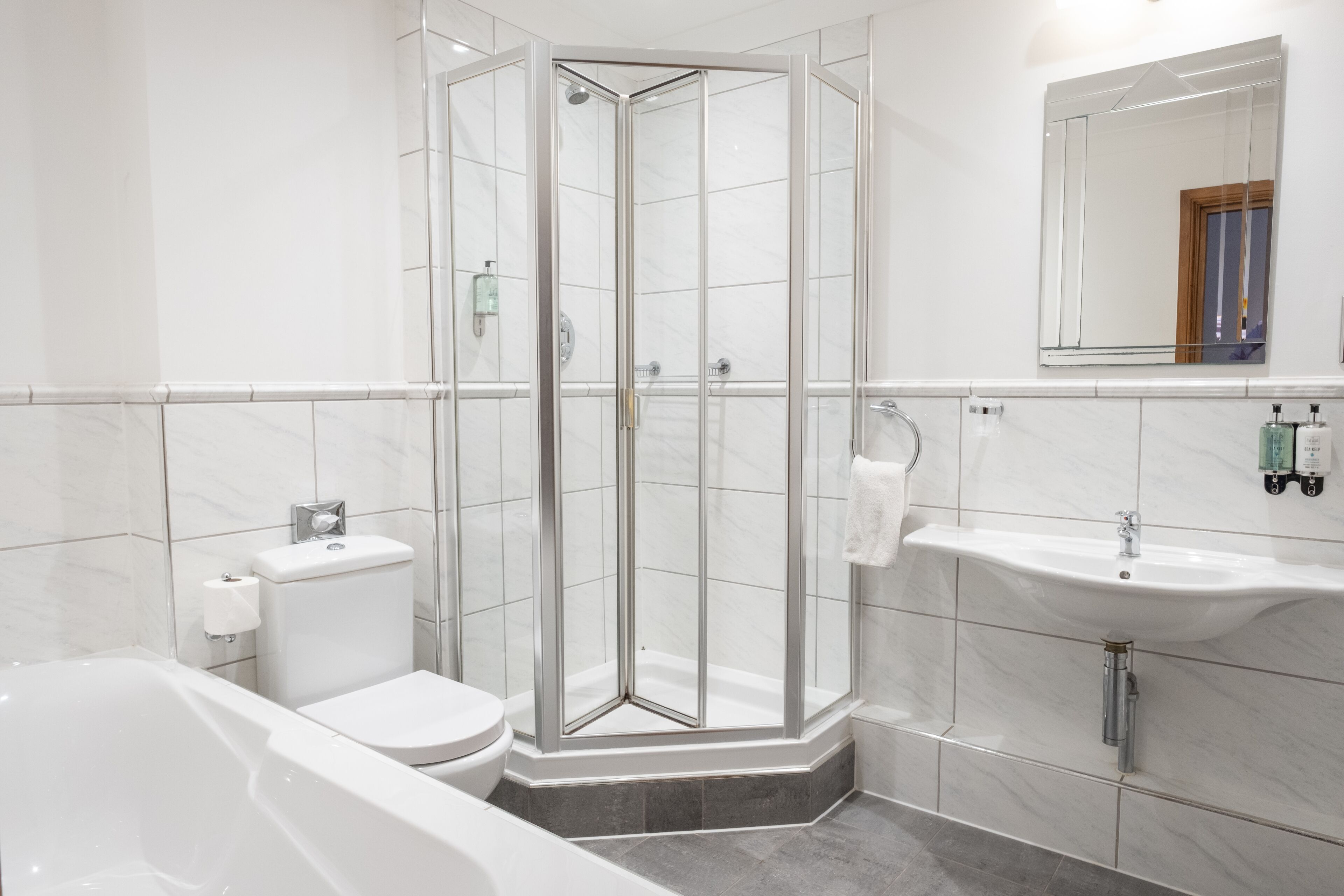 free toiletries, hair dryer, towels, soap