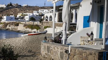 Beach nearby, sun loungers, beach umbrellas