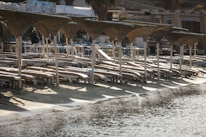Beach nearby, sun loungers, beach umbrellas
